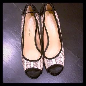 Antonio Melani size 6.5 leather snake heels. GUC